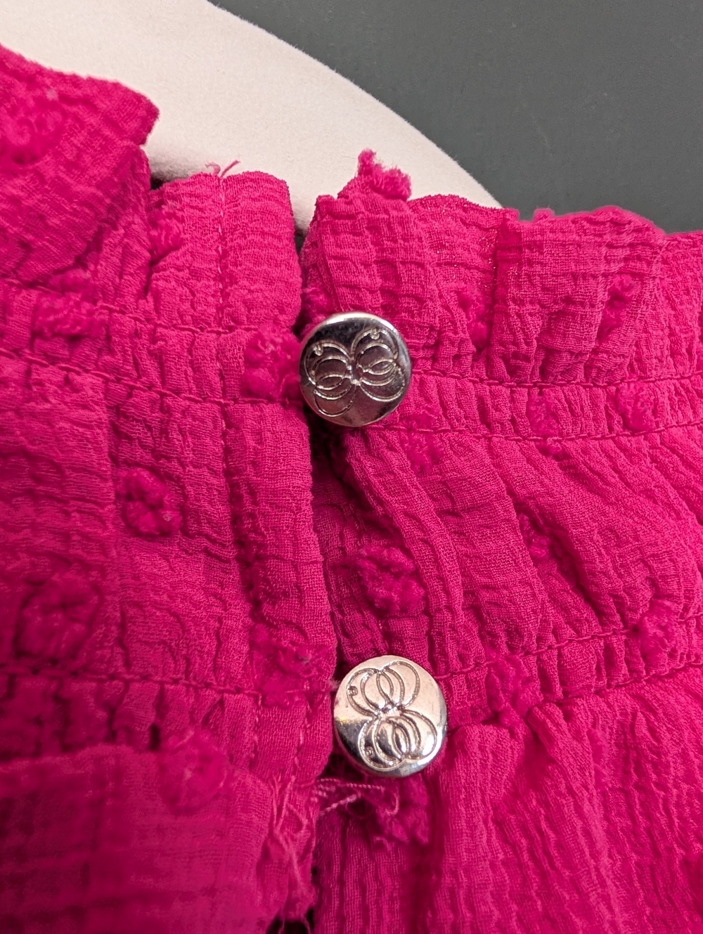 CeCe Hot Pink Ruffle Mock-Neck Sleeveless Blouse 0010 - Picture 6 of 6
